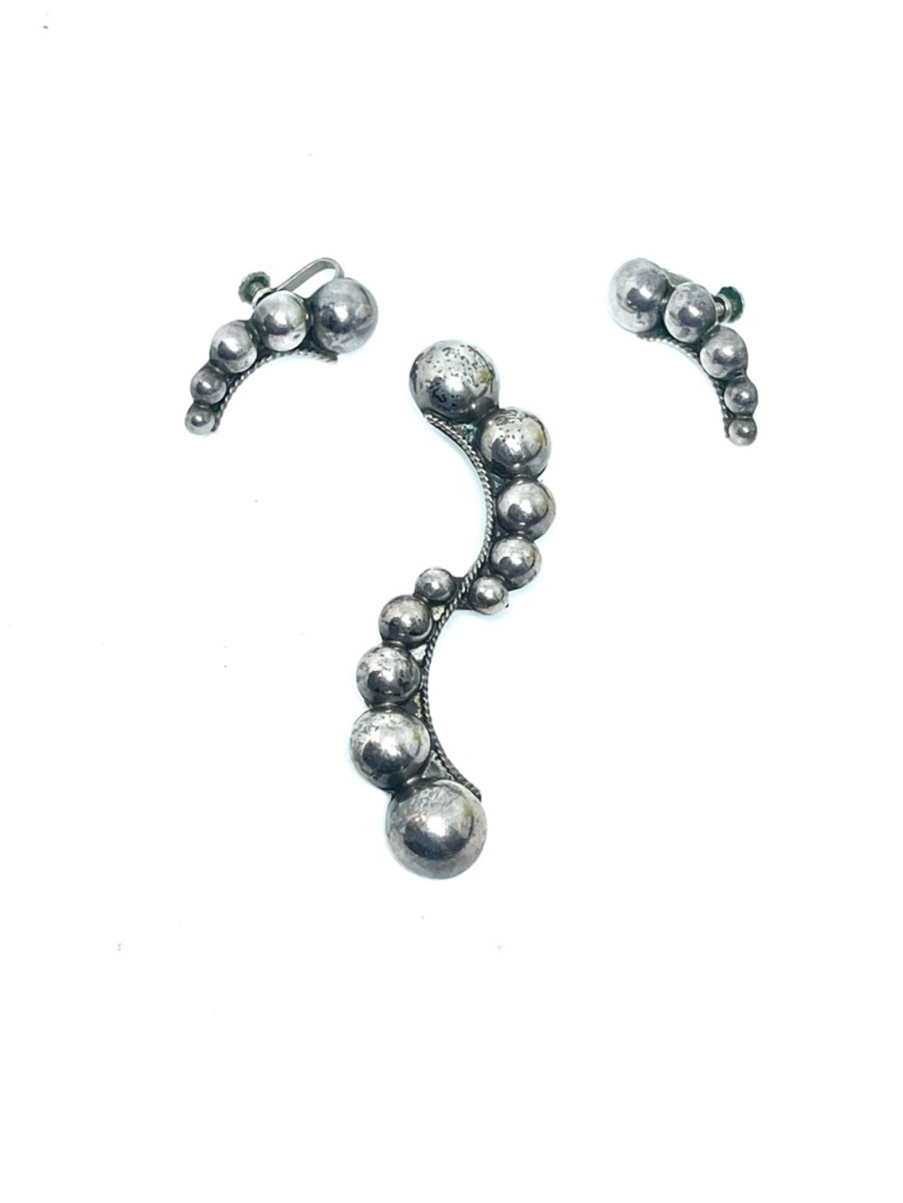 Sterling Taxco Aaron D. Brooch & Earrings